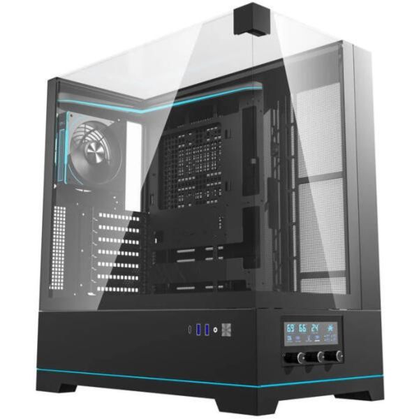 Darkflash DY450 PRO számítógépház + 1 ventilátor (fekete) (DY450 PRO BLACK)